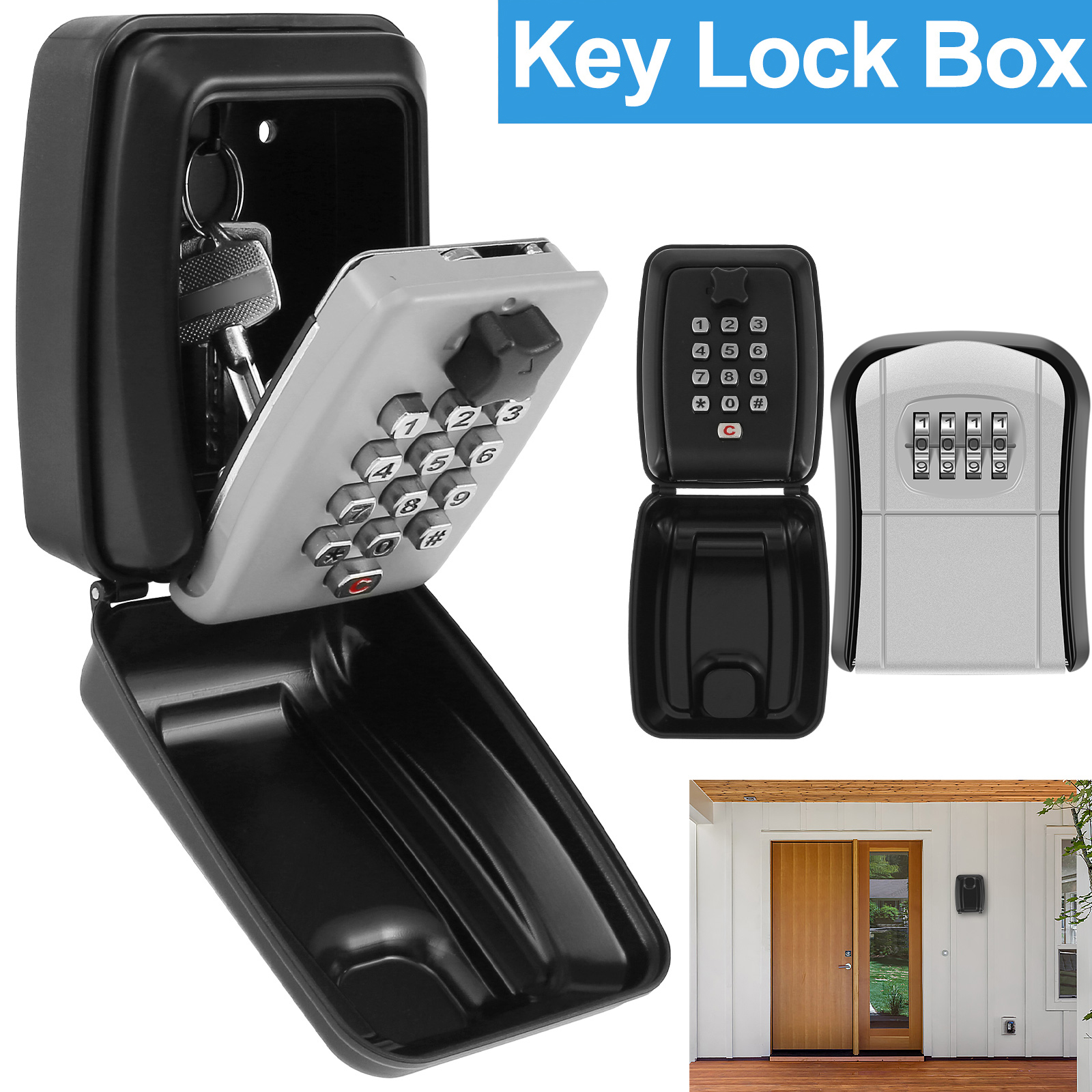 Home Security Brand - Key Lock Box Wall-Mount Secret Code