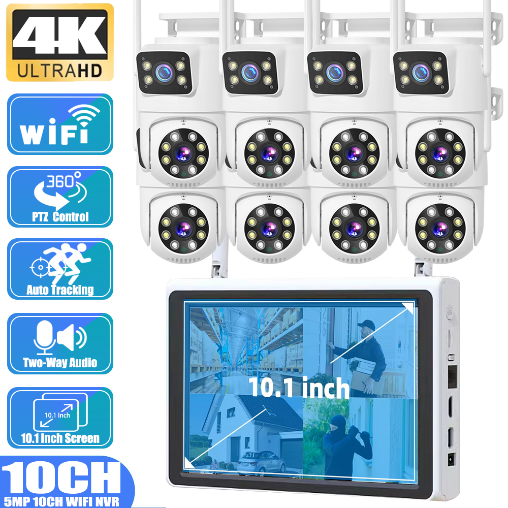 Home Security Wifi Camera - 10 Channel CCTV Security 4K Dual