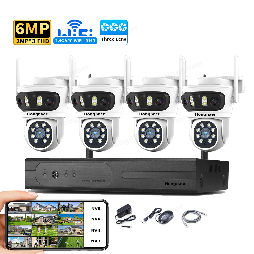 2026 Hongnaer 6MP 4CH 3 Lens 2 - Home Security Wifi Camera recensie en prijs