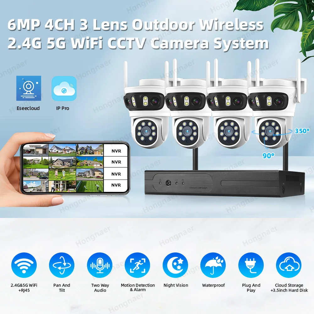 2026 Hongnaer 6MP 4CH 3 Lens 2 - Home Security Wifi Camera recensie en prijs