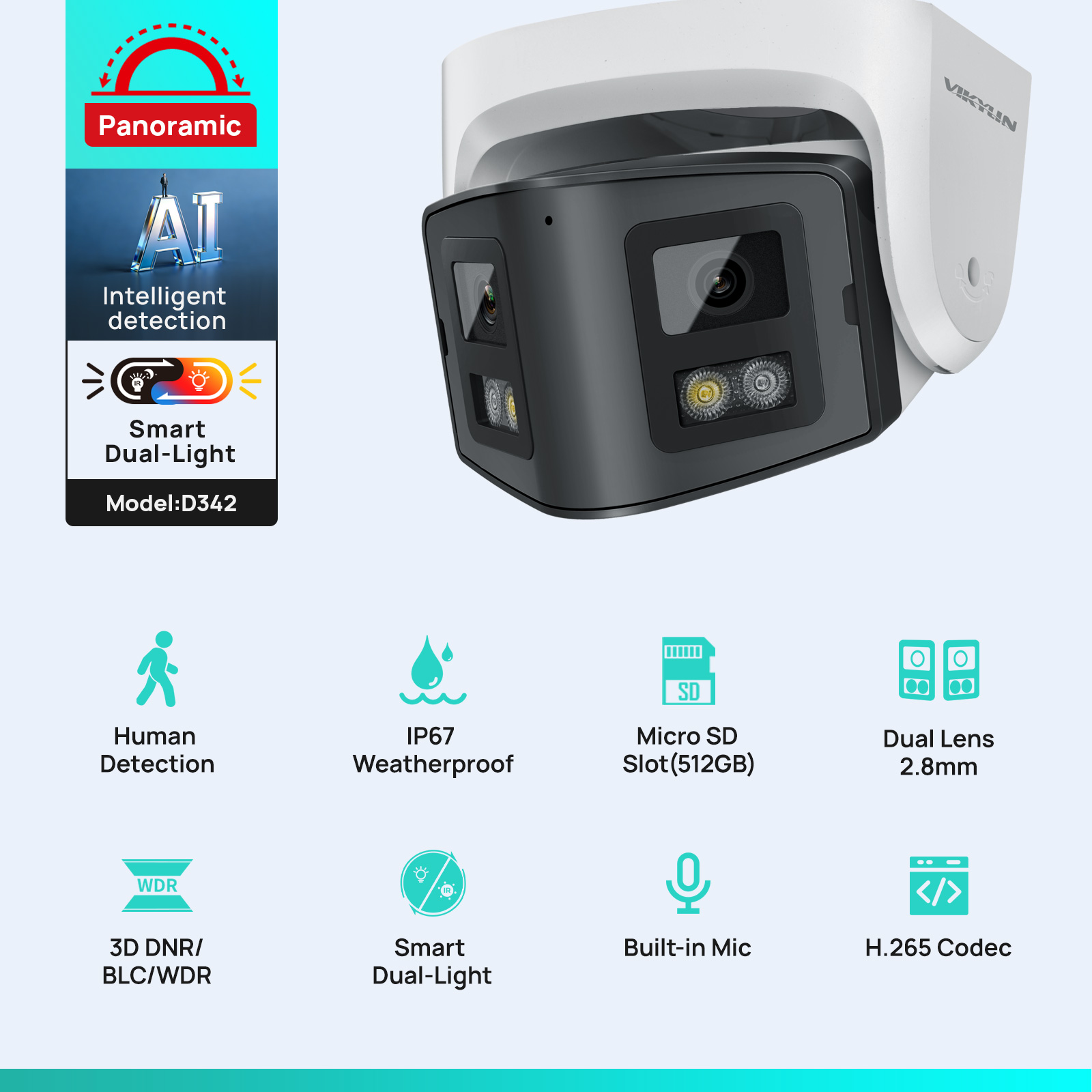 Vikylin 4MP Panoramic Dual Len - Home Security System Hikvision recensie en prijs