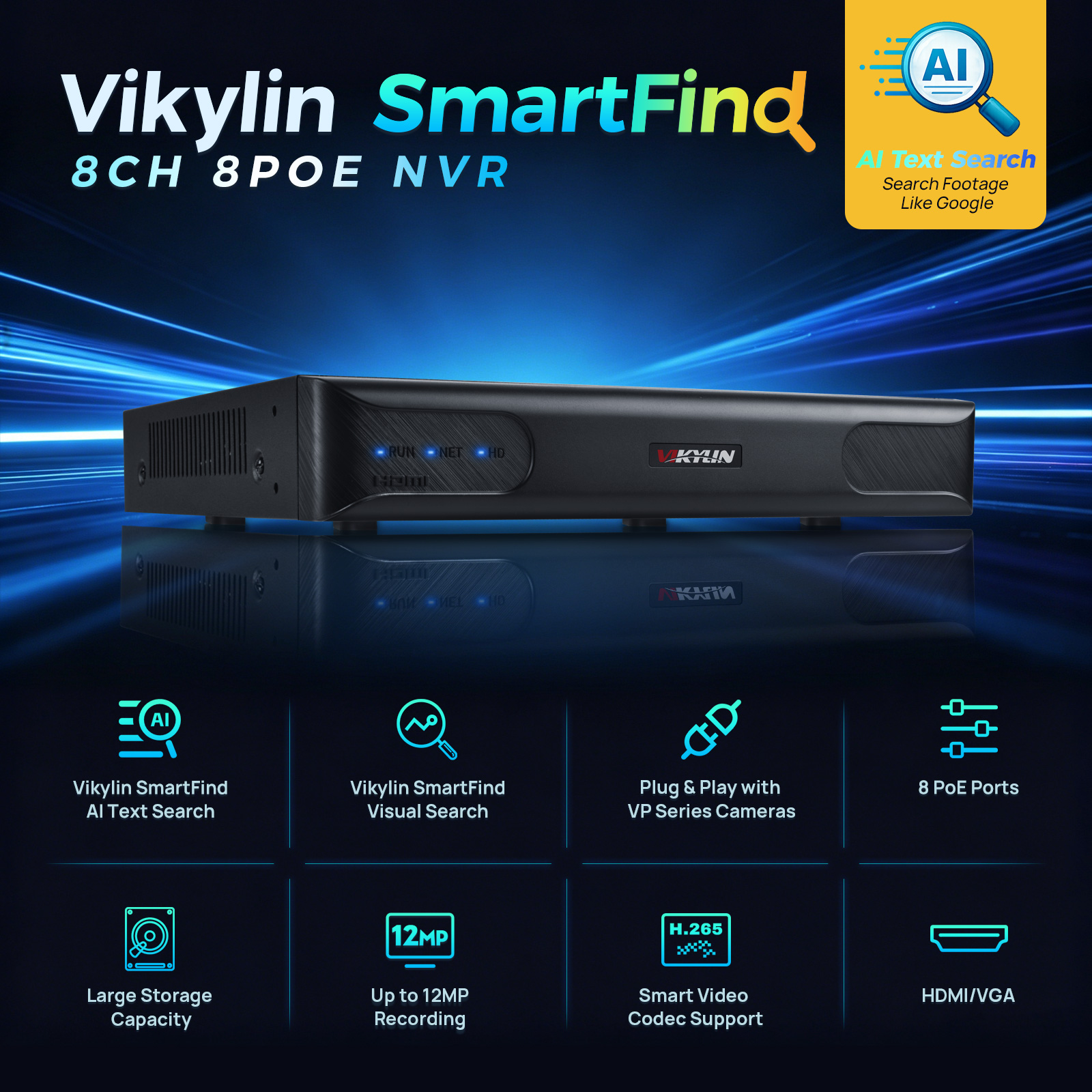 Vikylin 4K NVR UP to 12MP 8CH  - Home Security Recorder recensie en prijs
